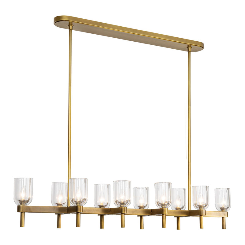Ten Light Linear Pendant<br /><span style="color:#4AB0CE;">Entrega: 4-10 dias en USA</span><br /><span style="color:#4AB0CE;font-size:60%;">PREGUNTE POR ENTREGA EN PANAMA</span><br />Collection: Lucian<br />Finish: Clear Crystal/Vintage Brass
