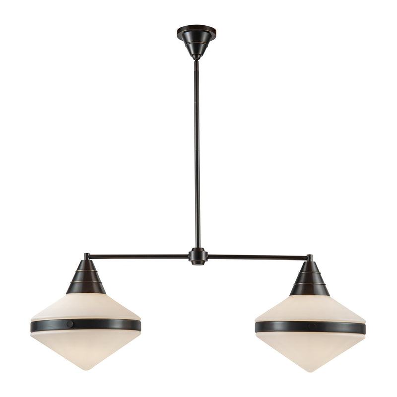 Two Light Linear Pendant<br /><span style="color:#4AB0CE;">Entrega: 4-10 dias en USA</span><br /><span style="color:#4AB0CE;font-size:60%;">PREGUNTE POR ENTREGA EN PANAMA</span><br />Collection: Willard<br />Finish: Urban Bronze/Opal Matte Glass