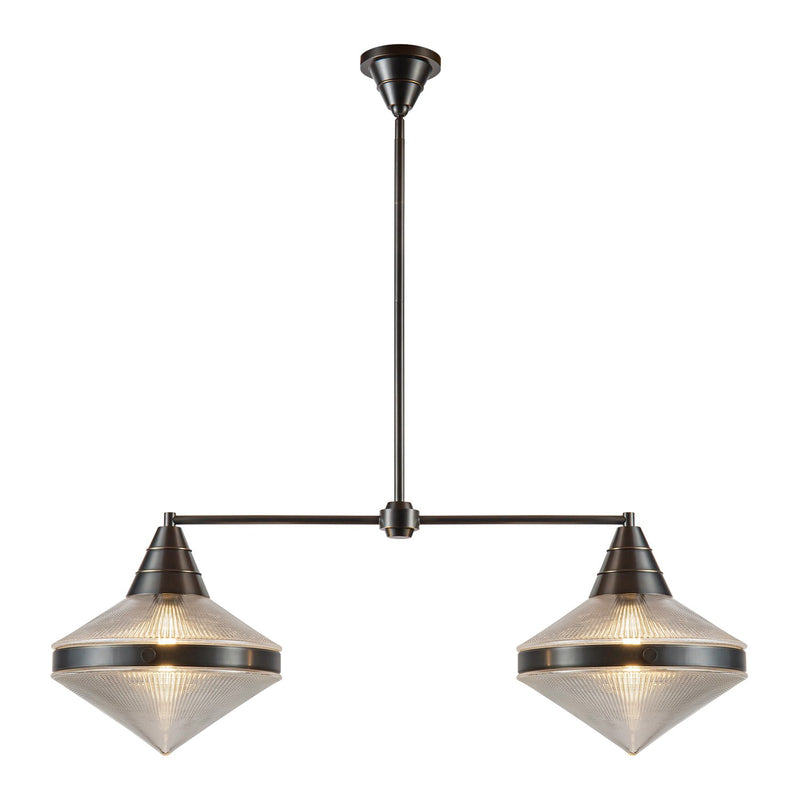 Two Light Linear Pendant<br /><span style="color:#4AB0CE;">Entrega: 4-10 dias en USA</span><br /><span style="color:#4AB0CE;font-size:60%;">PREGUNTE POR ENTREGA EN PANAMA</span><br />Collection: Willard<br />Finish: Urban Bronze/Prismatic Glass