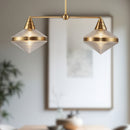 Alora - LP348241VBPG - Two Light Linear Pendant - Willard - Vintage Brass/Prismatic Glass