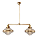 Two Light Linear Pendant<br /><span style="color:#4AB0CE;">Entrega: 4-10 dias en USA</span><br /><span style="color:#4AB0CE;font-size:60%;">PREGUNTE POR ENTREGA EN PANAMA</span><br />Collection: Willard<br />Finish: Vintage Brass/Prismatic Glass