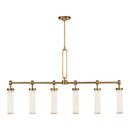 Six Light Linear Pendant<br /><span style="color:#4AB0CE;">Entrega: 4-10 dias en USA</span><br /><span style="color:#4AB0CE;font-size:60%;">PREGUNTE POR ENTREGA EN PANAMA</span><br />Collection: Wynwood<br />Finish: Vintage Brass/Glossy Opal
