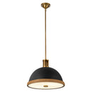 Two Light Pendant<br /><span style="color:#4AB0CE;">Entrega: 4-10 dias en USA</span><br /><span style="color:#4AB0CE;font-size:60%;">PREGUNTE POR ENTREGA EN PANAMA</span><br />Collection: Doral<br />Finish: Matte Black/Vintage Brass