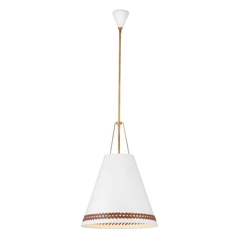 Three Light Pendant<br /><span style="color:#4AB0CE;">Entrega: 4-10 dias en USA</span><br /><span style="color:#4AB0CE;font-size:60%;">PREGUNTE POR ENTREGA EN PANAMA</span><br />Collection: Brickell<br />Finish: Matte White/Hazelnut Leather