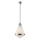 One Light Pendant<br /><span style="color:#4AB0CE;">Entrega: 4-10 dias en USA</span><br /><span style="color:#4AB0CE;font-size:60%;">PREGUNTE POR ENTREGA EN PANAMA</span><br />Collection: Willard<br />Finish: Polished Nickel/Opal Matte Glass