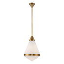 One Light Pendant<br /><span style="color:#4AB0CE;">Entrega: 4-10 dias en USA</span><br /><span style="color:#4AB0CE;font-size:60%;">PREGUNTE POR ENTREGA EN PANAMA</span><br />Collection: Willard<br />Finish: Vintage Brass/Opal Matte Glass