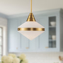 Alora - PD348114VBOP - One Light Pendant - Willard - Vintage Brass/Opal Matte Glass