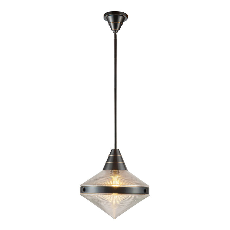 One Light Pendant<br /><span style="color:#4AB0CE;">Entrega: 4-10 dias en USA</span><br /><span style="color:#4AB0CE;font-size:60%;">PREGUNTE POR ENTREGA EN PANAMA</span><br />Collection: Willard<br />Finish: Urban Bronze/Prismatic Glass