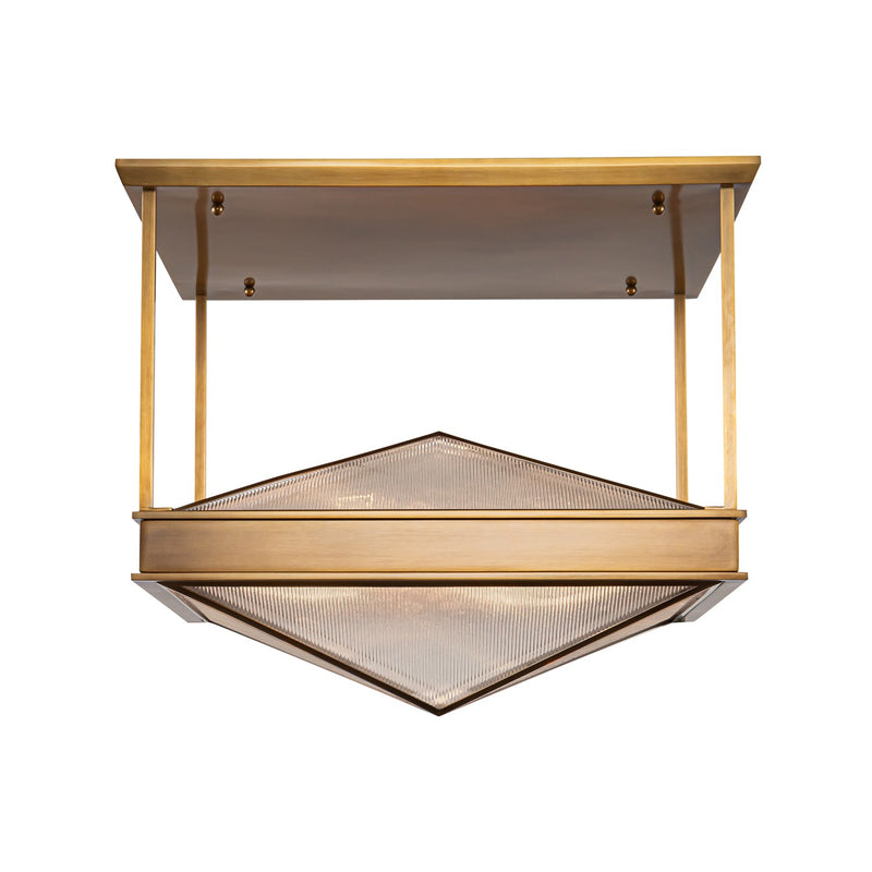 Four Light Semi Flush Mount<br /><span style="color:#4AB0CE;">Entrega: 4-10 dias en USA</span><br /><span style="color:#4AB0CE;font-size:60%;">PREGUNTE POR ENTREGA EN PANAMA</span><br />Collection: Cairo<br />Finish: Ribbed Glass/Vintage Brass