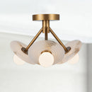 Alora - SF346313VBAR - LED Semi Flush Mount - Dahlia - Vintage Brass/Alabaster