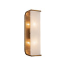 Two Light Vanity<br /><span style="color:#4AB0CE;">Entrega: 4-10 dias en USA</span><br /><span style="color:#4AB0CE;font-size:60%;">PREGUNTE POR ENTREGA EN PANAMA</span><br />Collection: Abbott<br />Finish: Vintage Brass/Alabaster