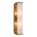 Two Light Vanity<br /><span style="color:#4AB0CE;">Entrega: 4-10 dias en USA</span><br /><span style="color:#4AB0CE;font-size:60%;">PREGUNTE POR ENTREGA EN PANAMA</span><br />Collection: Abbott<br />Finish: Vintage Brass/Alabaster