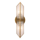 Two Light Vanity<br /><span style="color:#4AB0CE;">Entrega: 0-1 semanas en USA</span><br /><span style="color:#4AB0CE;font-size:60%;">PREGUNTE POR ENTREGA EN PANAMA</span><br />Collection: Cairo<br />Finish: Vintage Brass/Ribbed Glass
