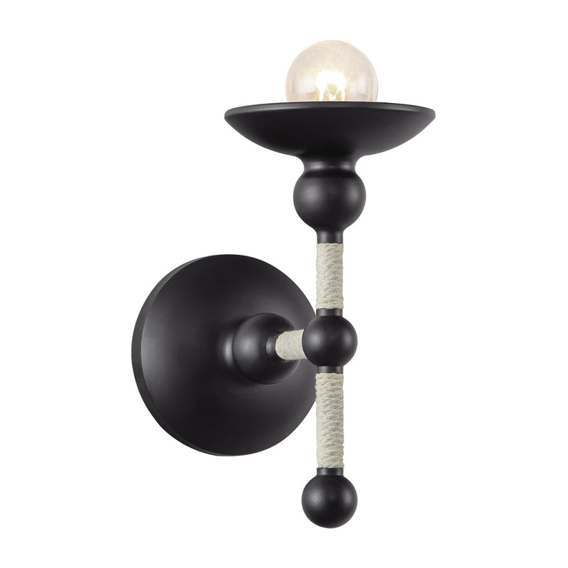 One Light Wall Sconce<br /><span style="color:#4AB0CE;">Entrega: 4-10 dias en USA</span><br /><span style="color:#4AB0CE;font-size:60%;">PREGUNTE POR ENTREGA EN PANAMA</span><br />Collection: Nadine<br />Finish: Matte Black/Cotton