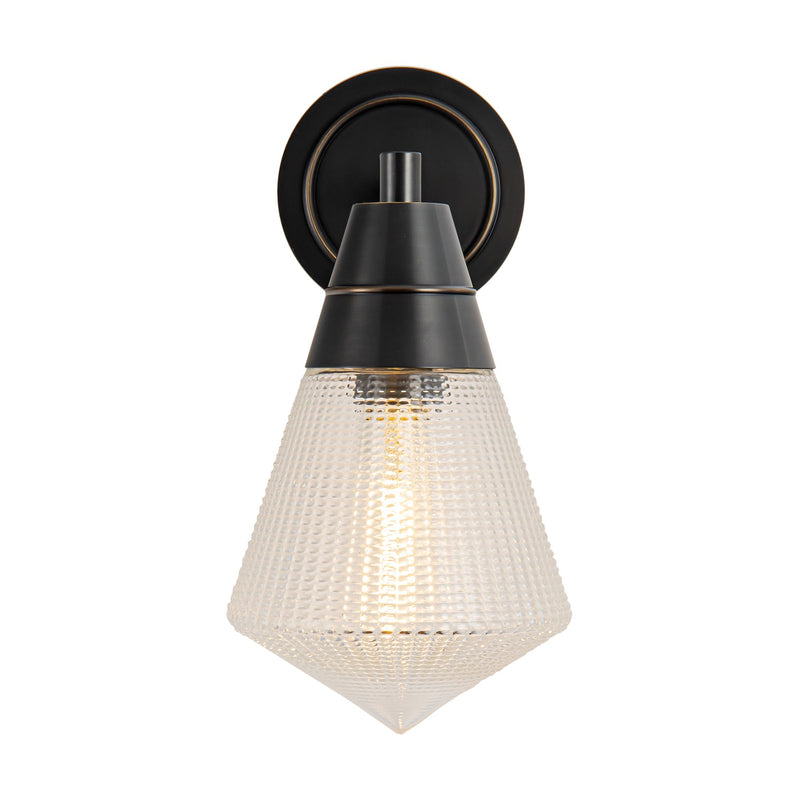 One Light Wall Sconce<br /><span style="color:#4AB0CE;">Entrega: 4-10 dias en USA</span><br /><span style="color:#4AB0CE;font-size:60%;">PREGUNTE POR ENTREGA EN PANAMA</span><br />Collection: Willard<br />Finish: Urban Bronze/Prismatic Glass