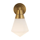 One Light Wall Sconce<br /><span style="color:#4AB0CE;">Entrega: 4-10 dias en USA</span><br /><span style="color:#4AB0CE;font-size:60%;">PREGUNTE POR ENTREGA EN PANAMA</span><br />Collection: Willard<br />Finish: Vintage Brass/Opal Matte Glass