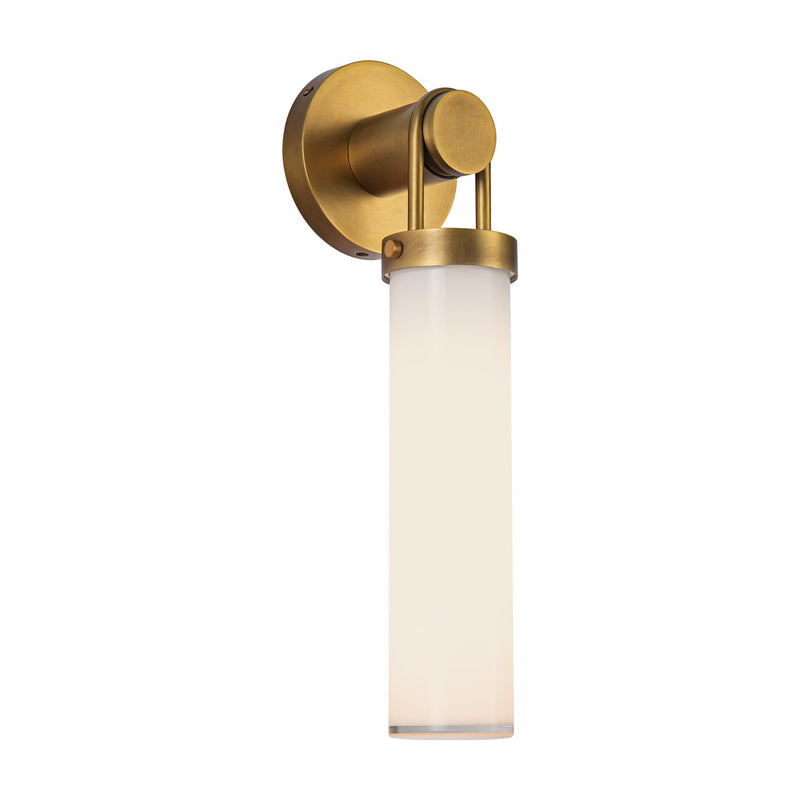 One Light Wall Sconce<br /><span style="color:#4AB0CE;">Entrega: 4-10 dias en USA</span><br /><span style="color:#4AB0CE;font-size:60%;">PREGUNTE POR ENTREGA EN PANAMA</span><br />Collection: Wynwood<br />Finish: Vintage Brass/Glossy Opal