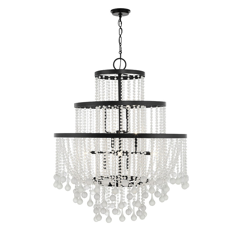 15 Light Chandelier<br /><span style="color:#4AB0CE;">Entrega: 4-10 dias en USA</span><br /><span style="color:#4AB0CE;font-size:60%;">PREGUNTE POR ENTREGA EN PANAMA</span><br />Collection: Luna<br />Finish: Matte Black