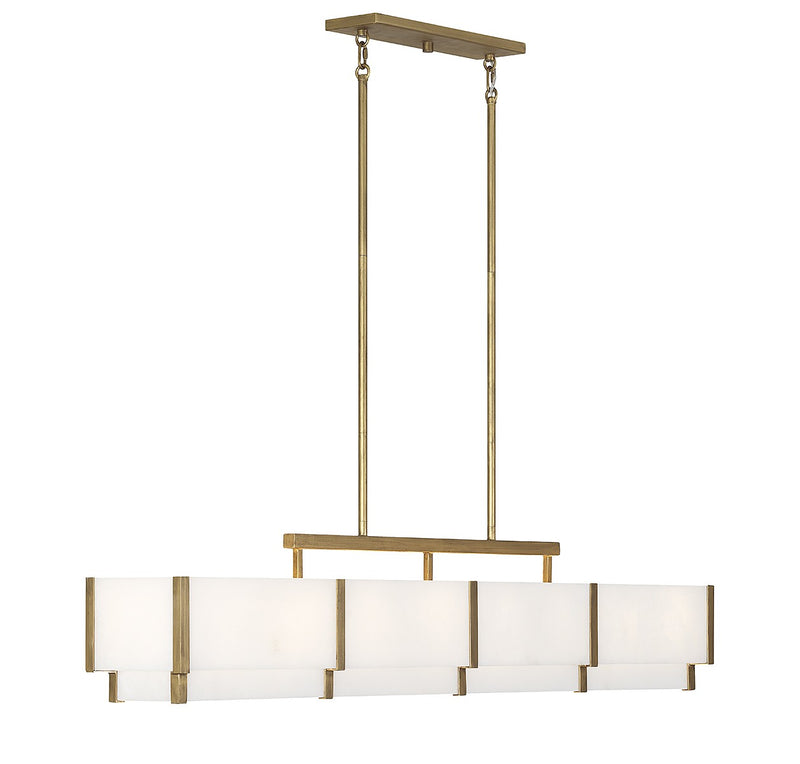 Eight Light Linear Chandelier<br /><span style="color:#4AB0CE;">Entrega: 2-3 semanas en USA</span><br /><span style="color:#4AB0CE;font-size:60%;">PREGUNTE POR ENTREGA EN PANAMA</span><br />Collection: Orleans<br />Finish: Distressed Gold