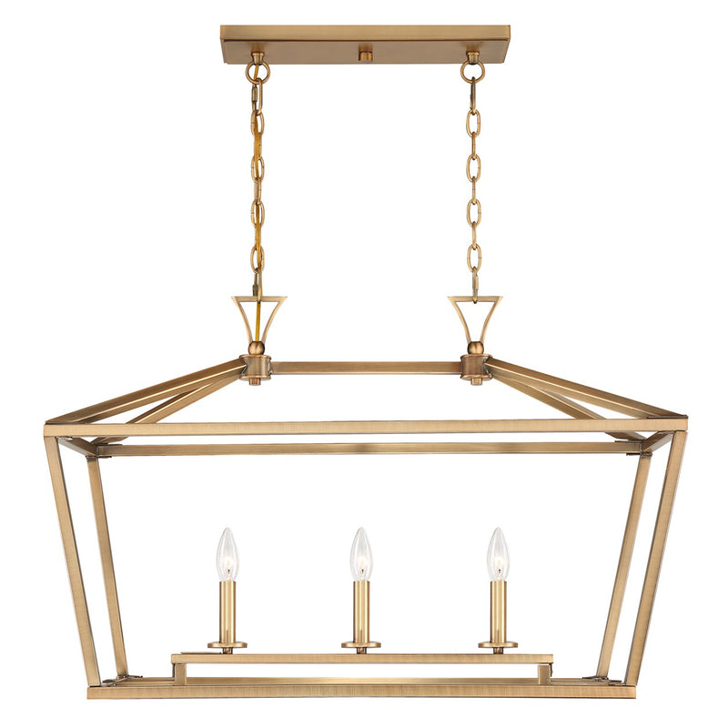 Three Light Linear Chandelier<br /><span style="color:#4AB0CE;">Entrega: 4-10 dias en USA</span><br /><span style="color:#4AB0CE;font-size:60%;">PREGUNTE POR ENTREGA EN PANAMA</span><br />Collection: Townsend<br />Finish: Warm Brass