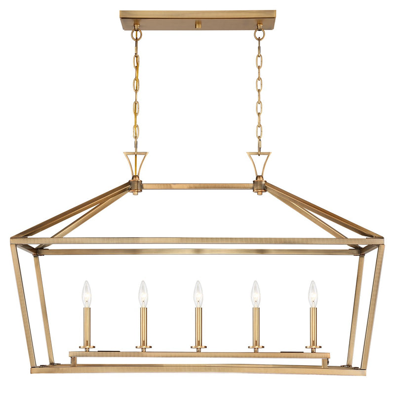 Five Light Linear Chandelier<br /><span style="color:#4AB0CE;">Entrega: 4-10 dias en USA</span><br /><span style="color:#4AB0CE;font-size:60%;">PREGUNTE POR ENTREGA EN PANAMA</span><br />Collection: Townsend<br />Finish: Warm Brass