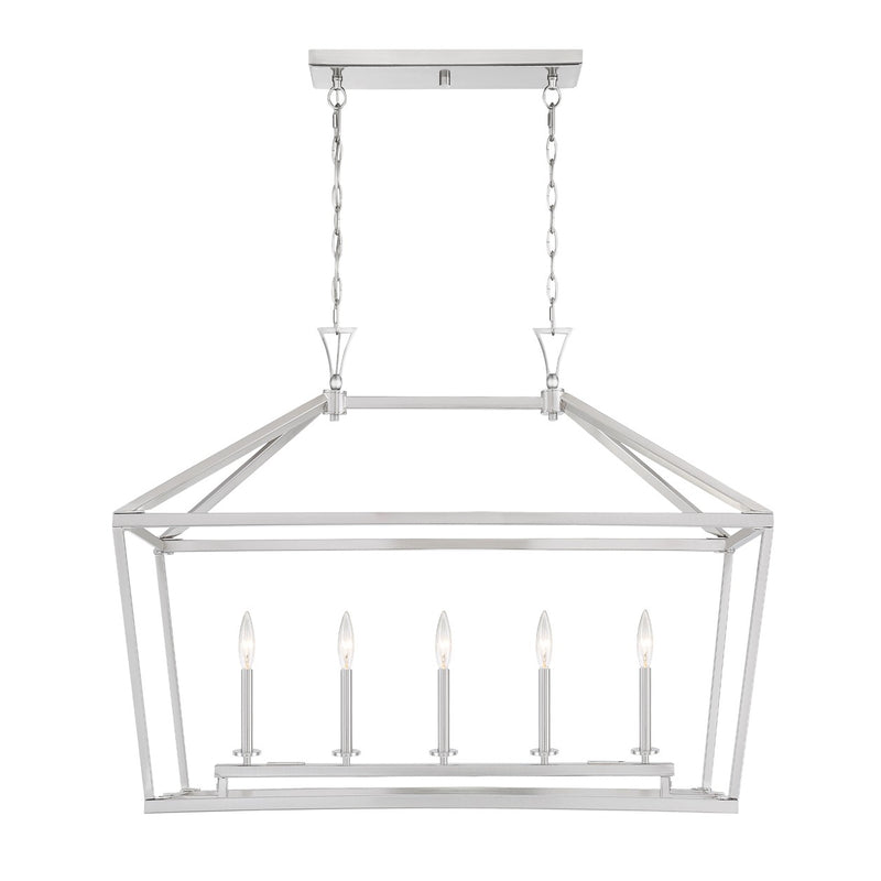 Five Light Linear Chandelier<br /><span style="color:#4AB0CE;">Entrega: 4-10 dias en USA</span><br /><span style="color:#4AB0CE;font-size:60%;">PREGUNTE POR ENTREGA EN PANAMA</span><br />Collection: Townsend<br />Finish: Satin Nickel