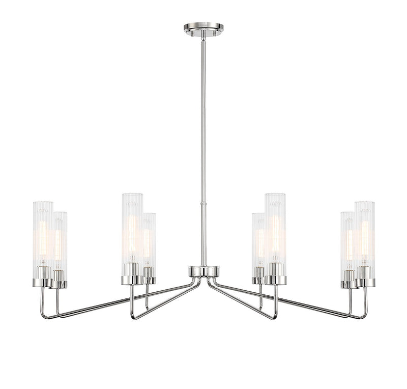 Eight Light Chandelier<br /><span style="color:#4AB0CE;">Entrega: 4-10 dias en USA</span><br /><span style="color:#4AB0CE;font-size:60%;">PREGUNTE POR ENTREGA EN PANAMA</span><br />Collection: Baker<br />Finish: Polished Nickel