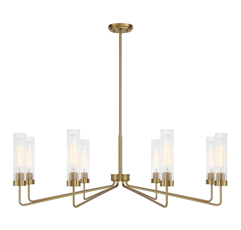 Eight Light Chandelier<br /><span style="color:#4AB0CE;">Entrega: 4-10 dias en USA</span><br /><span style="color:#4AB0CE;font-size:60%;">PREGUNTE POR ENTREGA EN PANAMA</span><br />Collection: Baker<br />Finish: Warm Brass