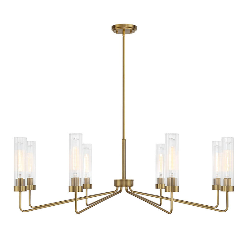 Eight Light Chandelier<br /><span style="color:#4AB0CE;">Entrega: 4-10 dias en USA</span><br /><span style="color:#4AB0CE;font-size:60%;">PREGUNTE POR ENTREGA EN PANAMA</span><br />Collection: Baker<br />Finish: Warm Brass