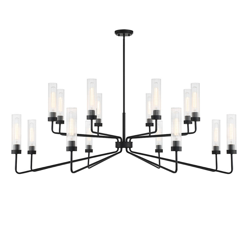 16 Light Chandelier<br /><span style="color:#4AB0CE;">Entrega: 4-10 dias en USA</span><br /><span style="color:#4AB0CE;font-size:60%;">PREGUNTE POR ENTREGA EN PANAMA</span><br />Collection: Baker<br />Finish: Matte Black