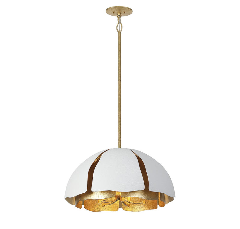 Five Light Pendant<br /><span style="color:#4AB0CE;">Entrega: 4-10 dias en USA</span><br /><span style="color:#4AB0CE;font-size:60%;">PREGUNTE POR ENTREGA EN PANAMA</span><br />Collection: Brewster<br />Finish: Cavalier Gold with Royal White