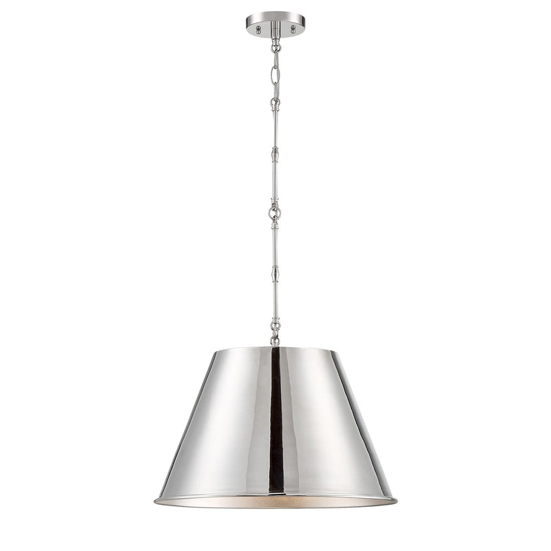 One Light Pendant<br /><span style="color:#4AB0CE;">Entrega: 4-10 dias en USA</span><br /><span style="color:#4AB0CE;font-size:60%;">PREGUNTE POR ENTREGA EN PANAMA</span><br />Collection: Alden<br />Finish: Polished Nickel