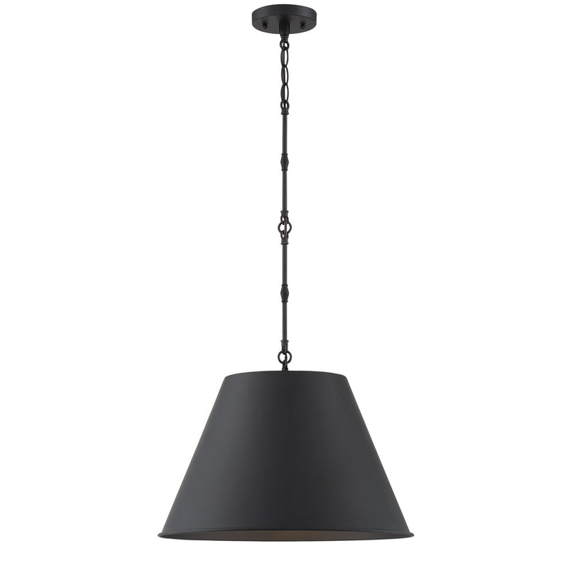 One Light Pendant<br /><span style="color:#4AB0CE;">Entrega: 4-10 dias en USA</span><br /><span style="color:#4AB0CE;font-size:60%;">PREGUNTE POR ENTREGA EN PANAMA</span><br />Collection: Alden<br />Finish: Matte Black