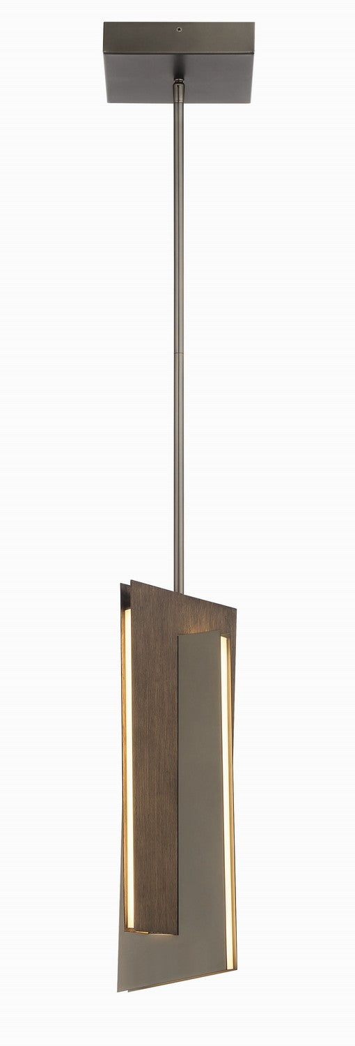 George Kovacs - P1641-895-L - LED Mini Pendant - Interszioni - Midnight Iron & Faux Walnut