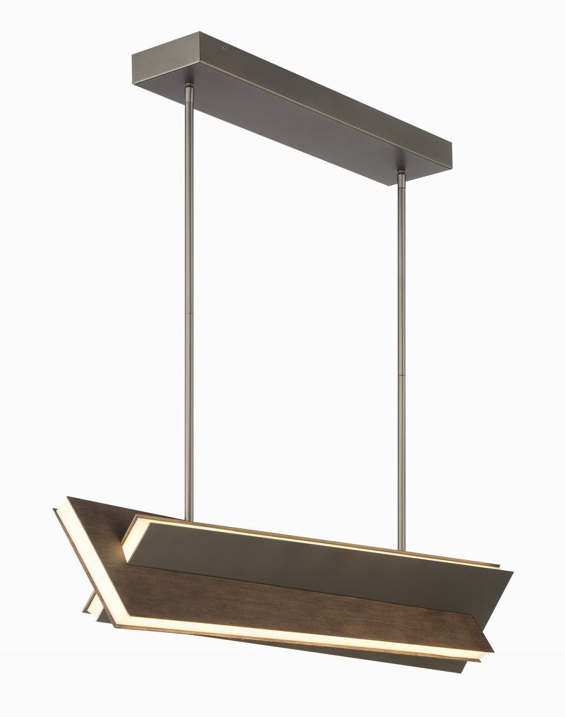 George Kovacs - P1648-895-L - LED Island Pendant - Intersezioni - Midnight Iron And Faux Walnut
