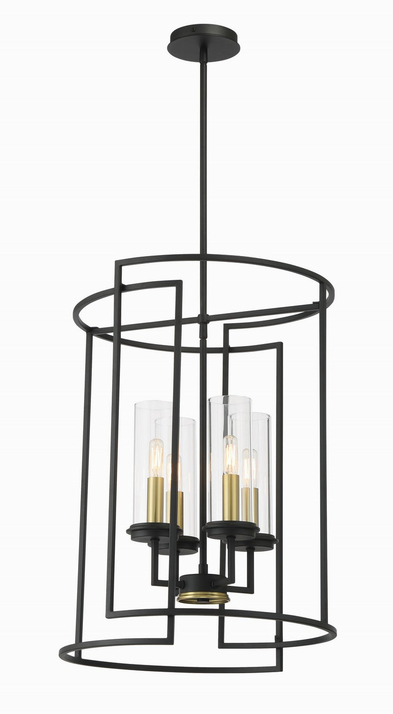 Minka-Lavery - 3205-781 - Four Light Pendant - Hillstone - Sand Coal And Soft Brass