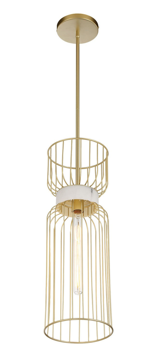 One Light Mini Pendant<br /><span style="color:#4AB0CE;">Entrega: 4-10 dias en USA</span><br /><span style="color:#4AB0CE;font-size:60%;">PREGUNTE POR ENTREGA EN PANAMA</span><br />Collection: Park Slope by Robin Baron<br />Finish: Nouveau Gold