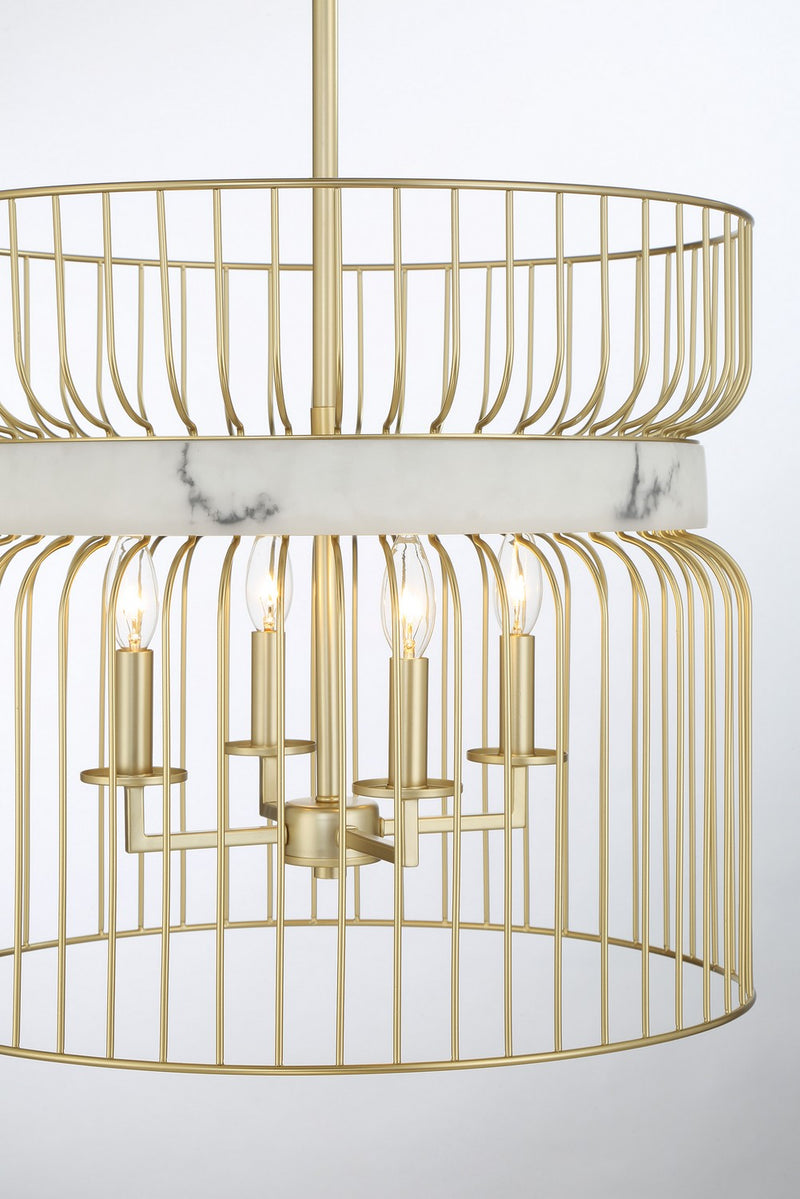 Four Light Pendant<br /><span style="color:#4AB0CE;">Entrega: 4-10 dias en USA</span><br /><span style="color:#4AB0CE;font-size:60%;">PREGUNTE POR ENTREGA EN PANAMA</span><br />Collection: Park Slope by Robin Baron<br />Finish: Nouveau Gold