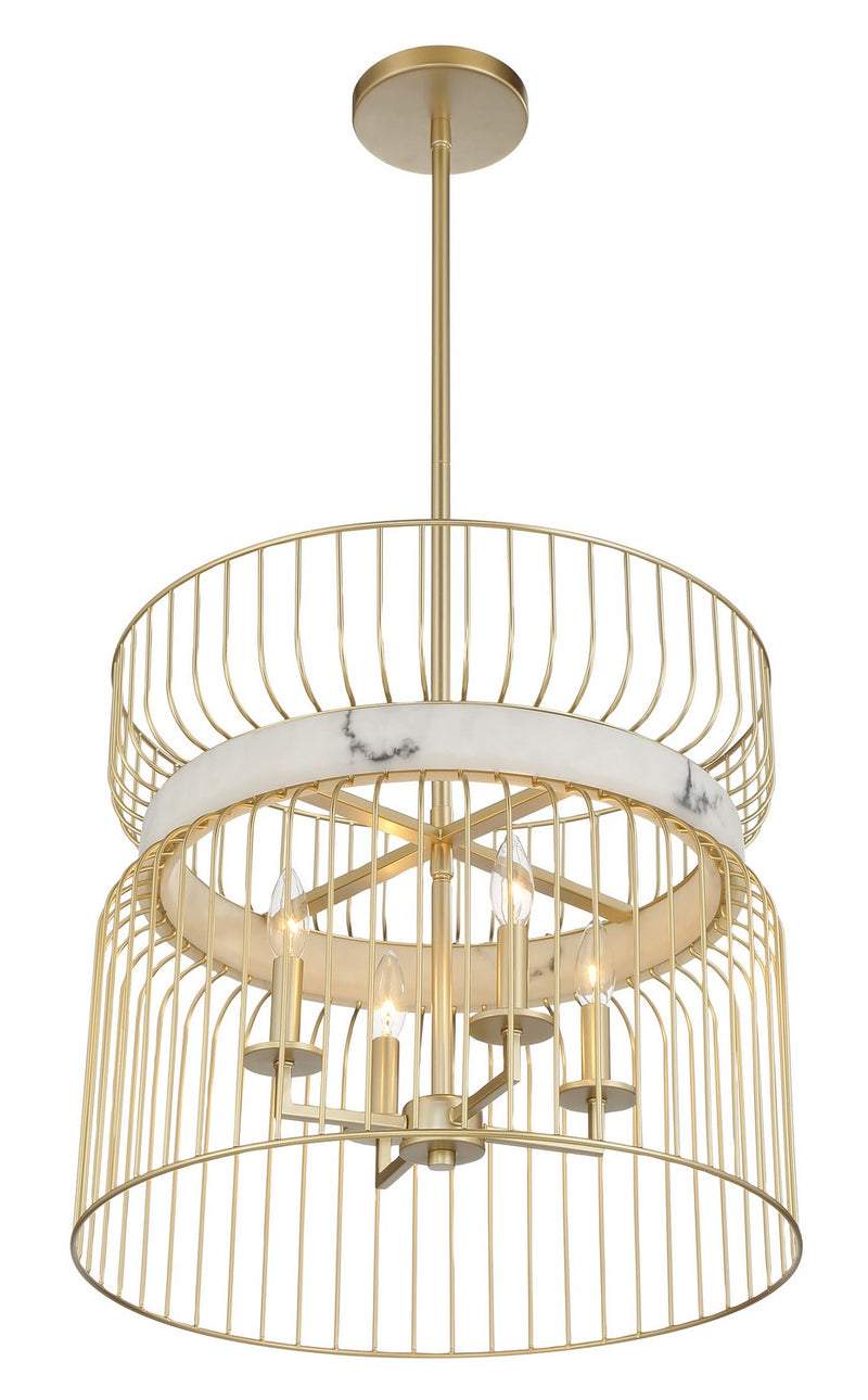 Four Light Pendant<br /><span style="color:#4AB0CE;">Entrega: 4-10 dias en USA</span><br /><span style="color:#4AB0CE;font-size:60%;">PREGUNTE POR ENTREGA EN PANAMA</span><br />Collection: Park Slope by Robin Baron<br />Finish: Nouveau Gold