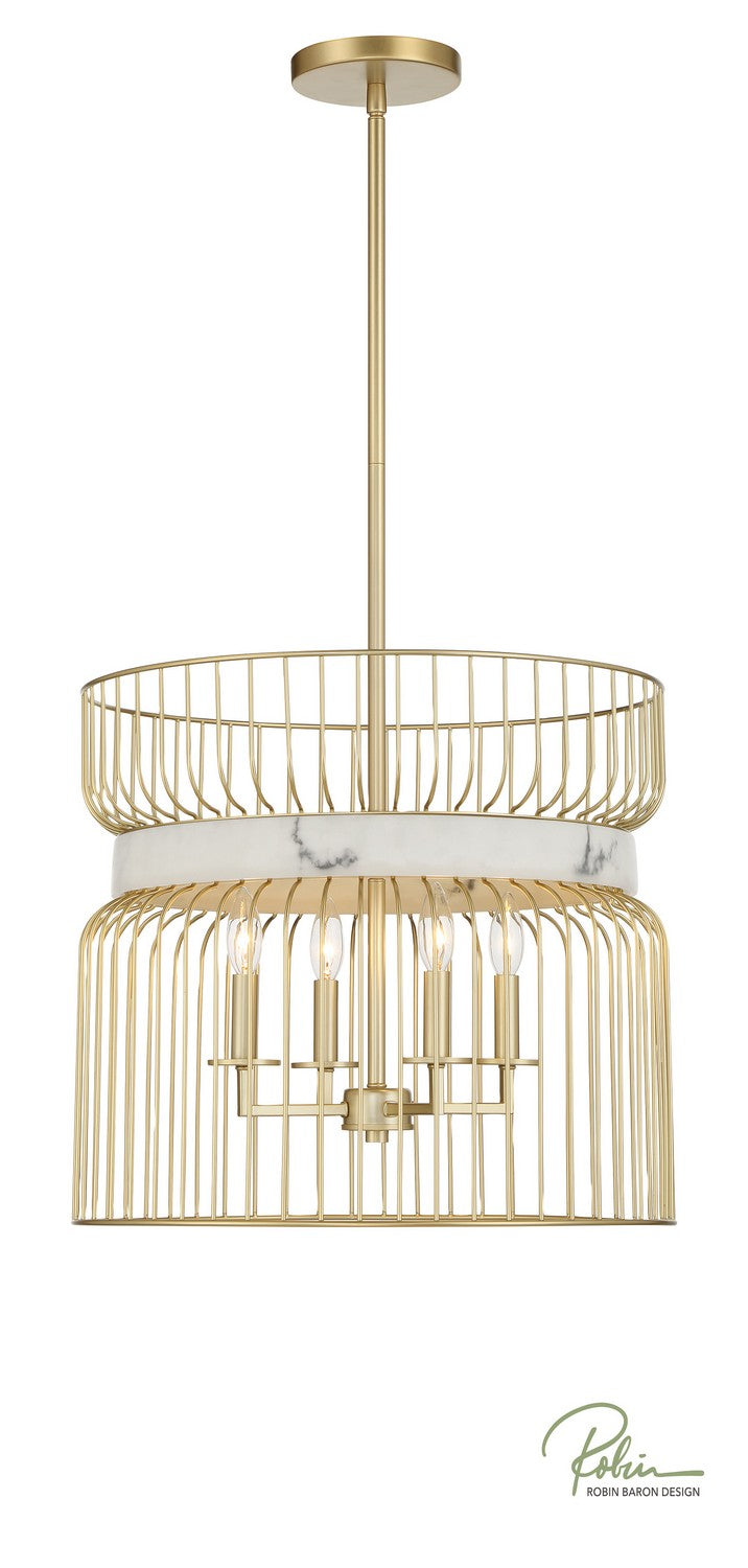 Four Light Pendant<br /><span style="color:#4AB0CE;">Entrega: 4-10 dias en USA</span><br /><span style="color:#4AB0CE;font-size:60%;">PREGUNTE POR ENTREGA EN PANAMA</span><br />Collection: Park Slope by Robin Baron<br />Finish: Nouveau Gold