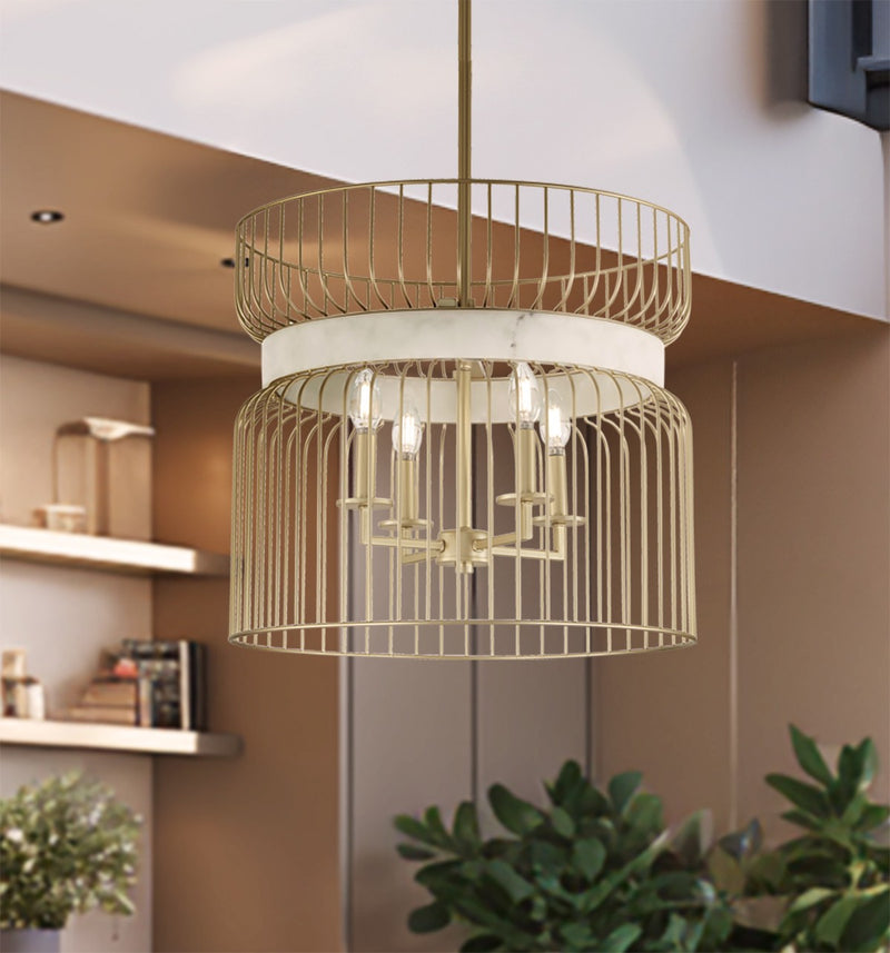 Minka-Lavery - 3394-754 - Four Light Pendant - Park Slope - Nouveau Gold