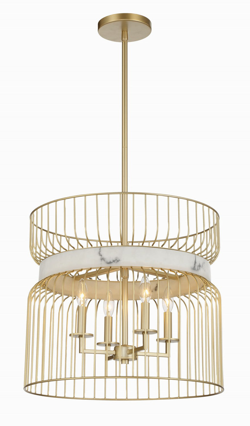 Four Light Pendant<br /><span style="color:#4AB0CE;">Entrega: 4-10 dias en USA</span><br /><span style="color:#4AB0CE;font-size:60%;">PREGUNTE POR ENTREGA EN PANAMA</span><br />Collection: Park Slope by Robin Baron<br />Finish: Nouveau Gold