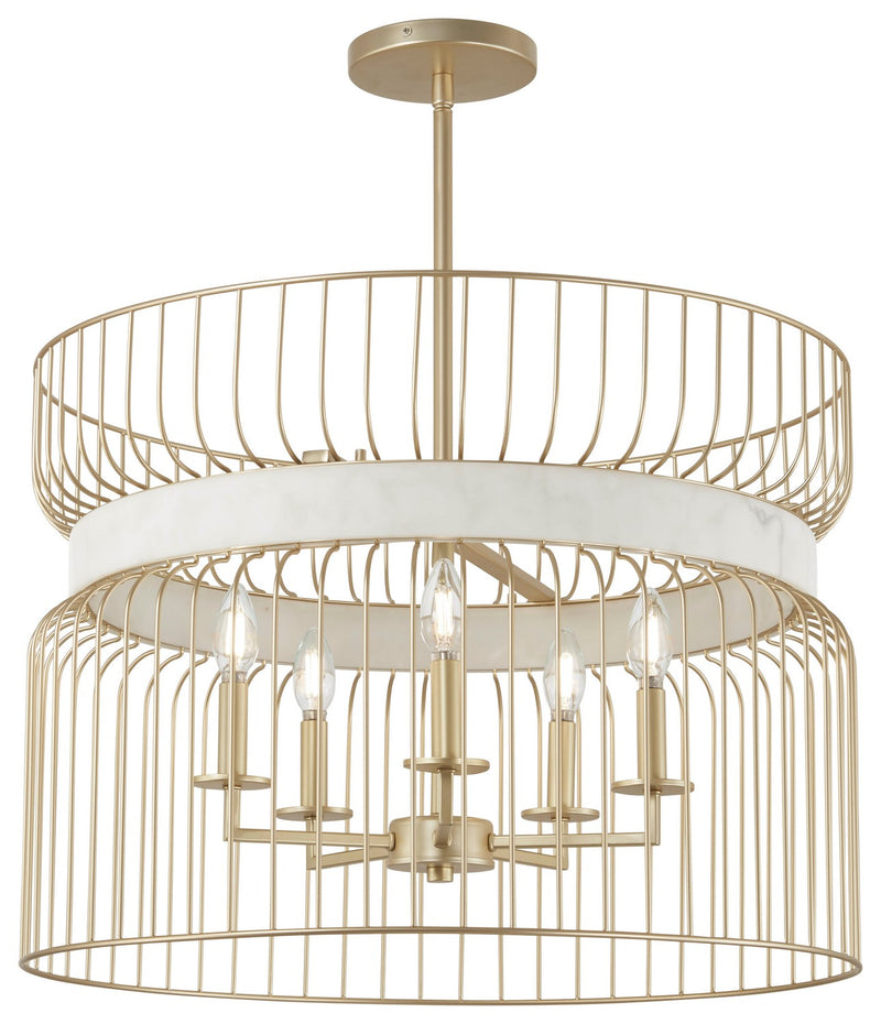 Five Light Pendant<br /><span style="color:#4AB0CE;">Entrega: 4-10 dias en USA</span><br /><span style="color:#4AB0CE;font-size:60%;">PREGUNTE POR ENTREGA EN PANAMA</span><br />Collection: Park Slope by Robin Baron<br />Finish: Nouveau Gold