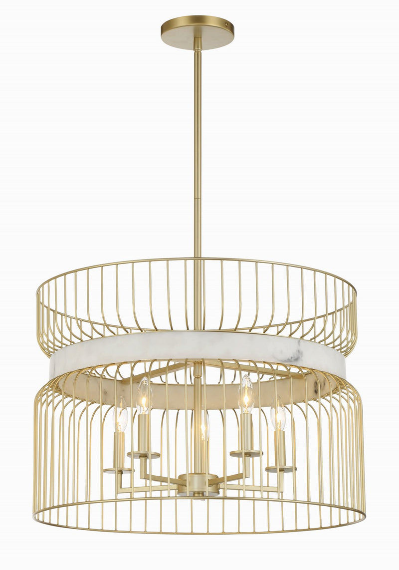 Five Light Pendant<br /><span style="color:#4AB0CE;">Entrega: 4-10 dias en USA</span><br /><span style="color:#4AB0CE;font-size:60%;">PREGUNTE POR ENTREGA EN PANAMA</span><br />Collection: Park Slope by Robin Baron<br />Finish: Nouveau Gold