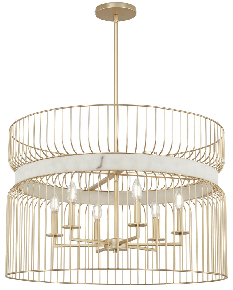 Six Light Pendant<br /><span style="color:#4AB0CE;">Entrega: 4-10 dias en USA</span><br /><span style="color:#4AB0CE;font-size:60%;">PREGUNTE POR ENTREGA EN PANAMA</span><br />Collection: Park Slope by Robin Baron<br />Finish: Nouveau Gold