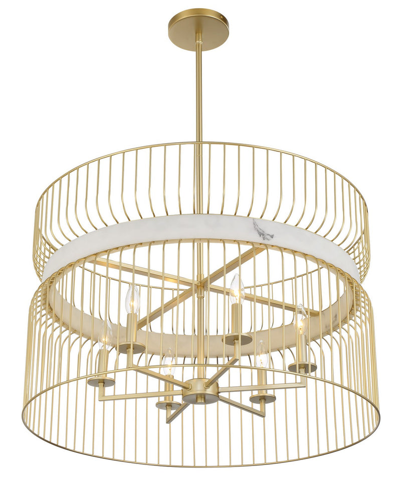 Six Light Pendant<br /><span style="color:#4AB0CE;">Entrega: 4-10 dias en USA</span><br /><span style="color:#4AB0CE;font-size:60%;">PREGUNTE POR ENTREGA EN PANAMA</span><br />Collection: Park Slope by Robin Baron<br />Finish: Nouveau Gold