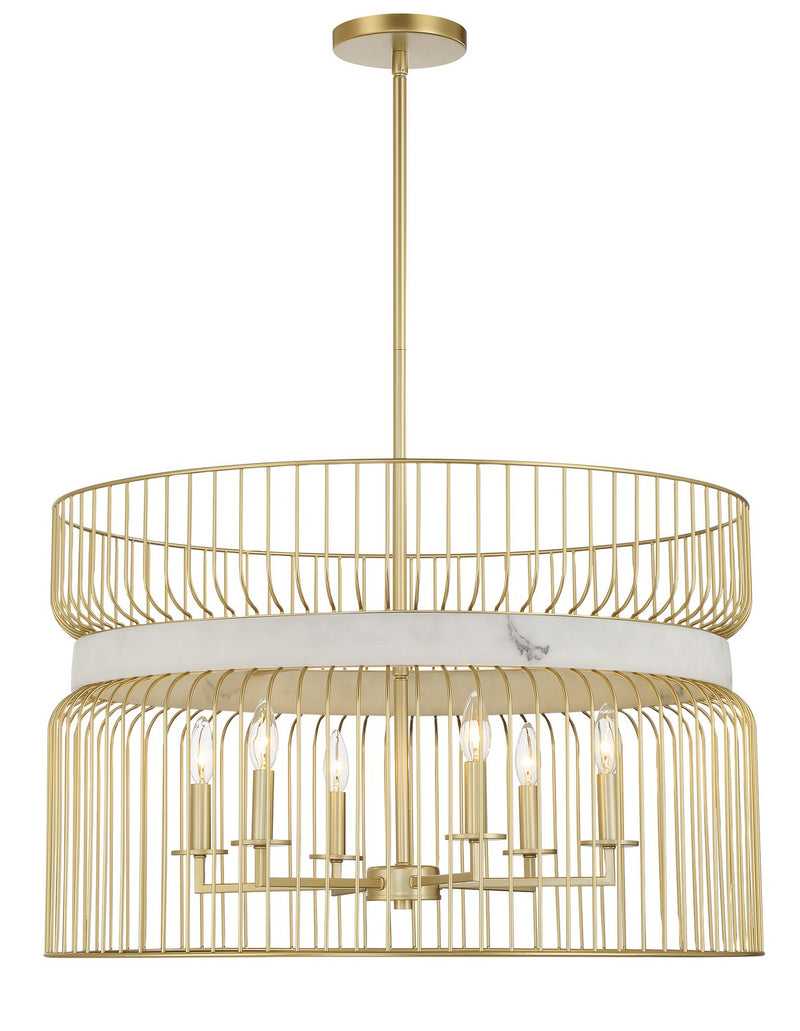 Six Light Pendant<br /><span style="color:#4AB0CE;">Entrega: 4-10 dias en USA</span><br /><span style="color:#4AB0CE;font-size:60%;">PREGUNTE POR ENTREGA EN PANAMA</span><br />Collection: Park Slope by Robin Baron<br />Finish: Nouveau Gold