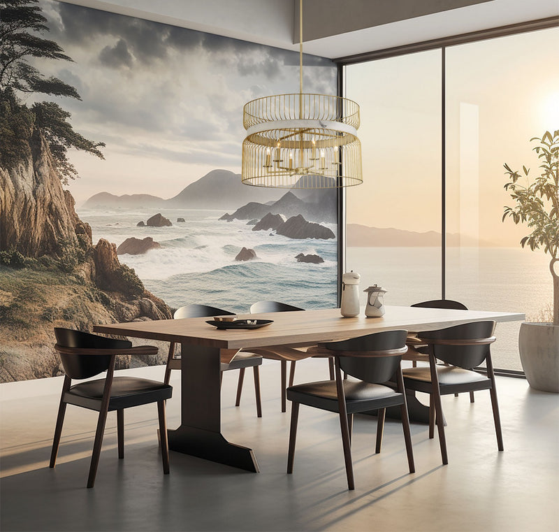 Six Light Pendant<br /><span style="color:#4AB0CE;">Entrega: 4-10 dias en USA</span><br /><span style="color:#4AB0CE;font-size:60%;">PREGUNTE POR ENTREGA EN PANAMA</span><br />Collection: Park Slope by Robin Baron<br />Finish: Nouveau Gold