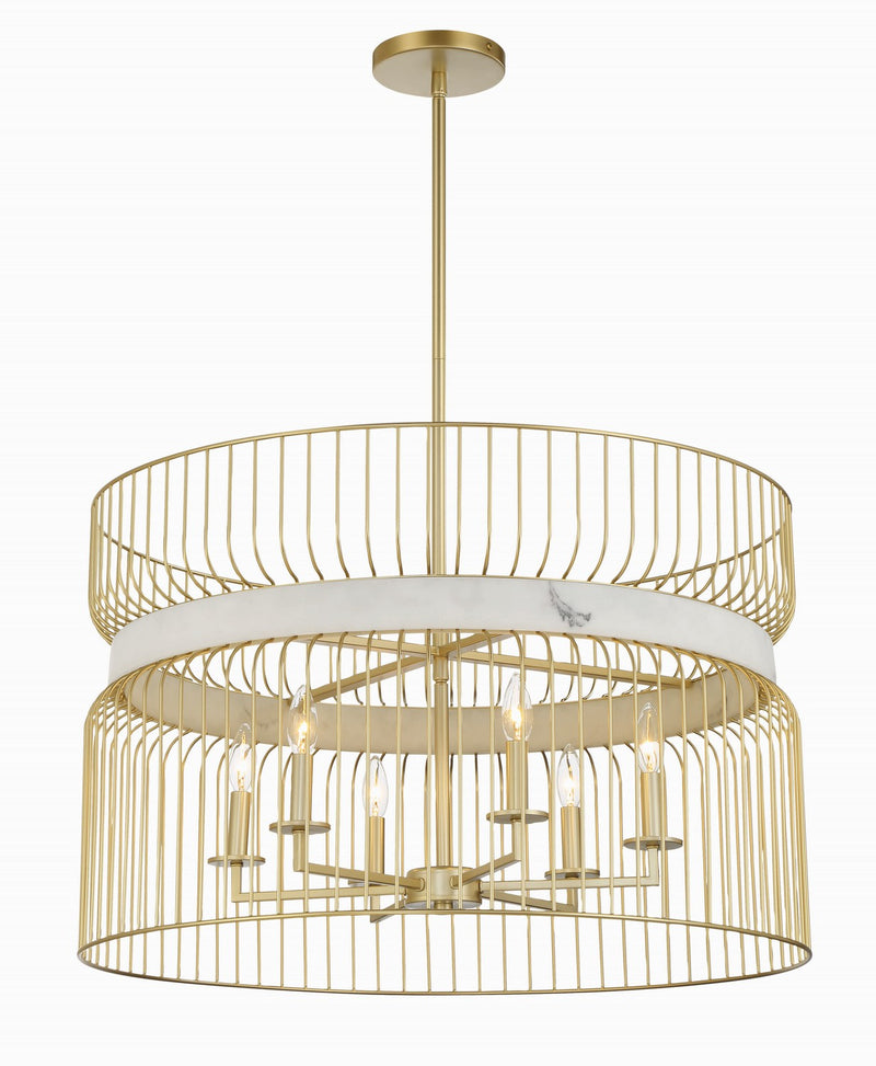 Six Light Pendant<br /><span style="color:#4AB0CE;">Entrega: 4-10 dias en USA</span><br /><span style="color:#4AB0CE;font-size:60%;">PREGUNTE POR ENTREGA EN PANAMA</span><br />Collection: Park Slope by Robin Baron<br />Finish: Nouveau Gold