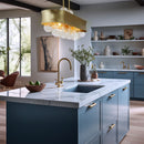 Six Light Island Pendant<br /><span style="color:#4AB0CE;">Entrega: 4-10 dias en USA</span><br /><span style="color:#4AB0CE;font-size:60%;">PREGUNTE POR ENTREGA EN PANAMA</span><br />Collection: Verdi Square by Robin Baron<br />Finish: Soft Gold